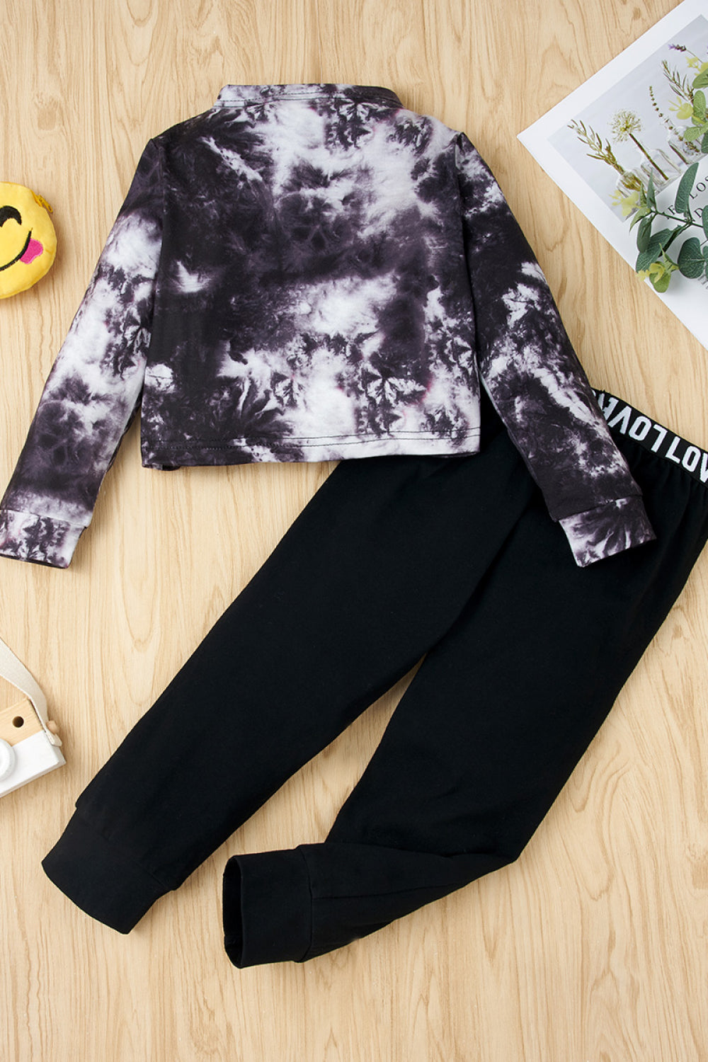 Girls Tie-dye Top and Solid Pants Set