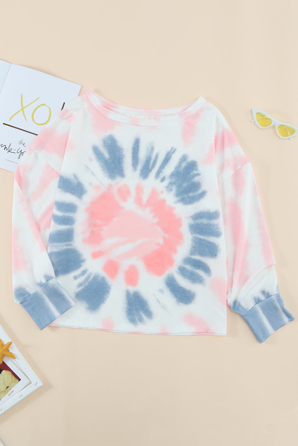 Tie-Dye Boat Neck Batwing Sleeve Tee - Absolute Fashion 2020