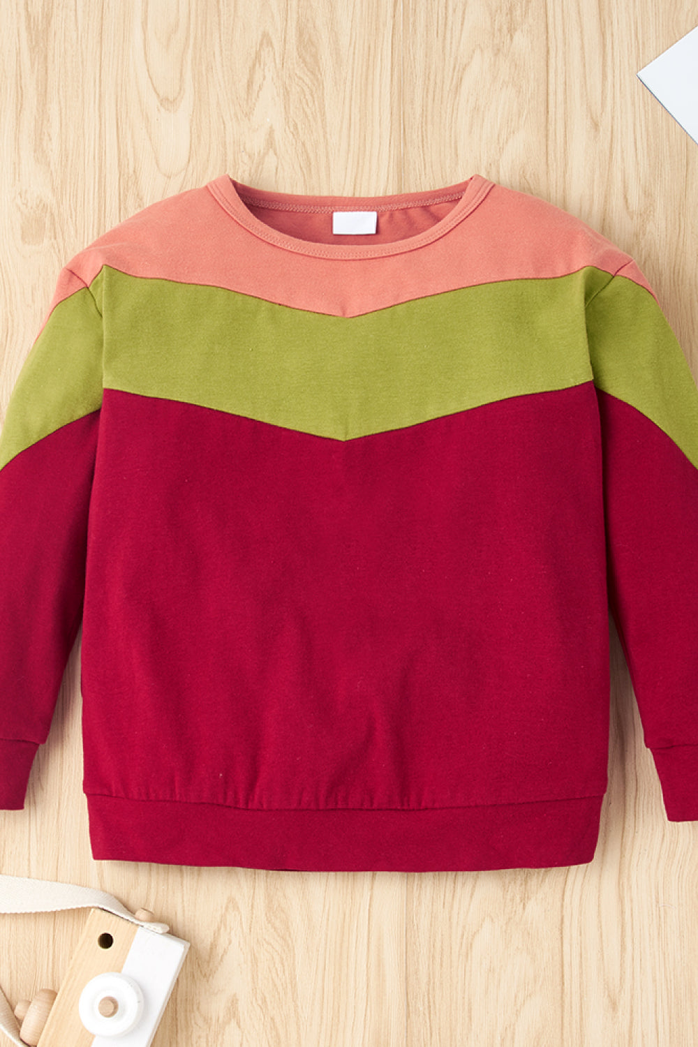 Kids Color Block Sweatshirt and Solid Skirt Set