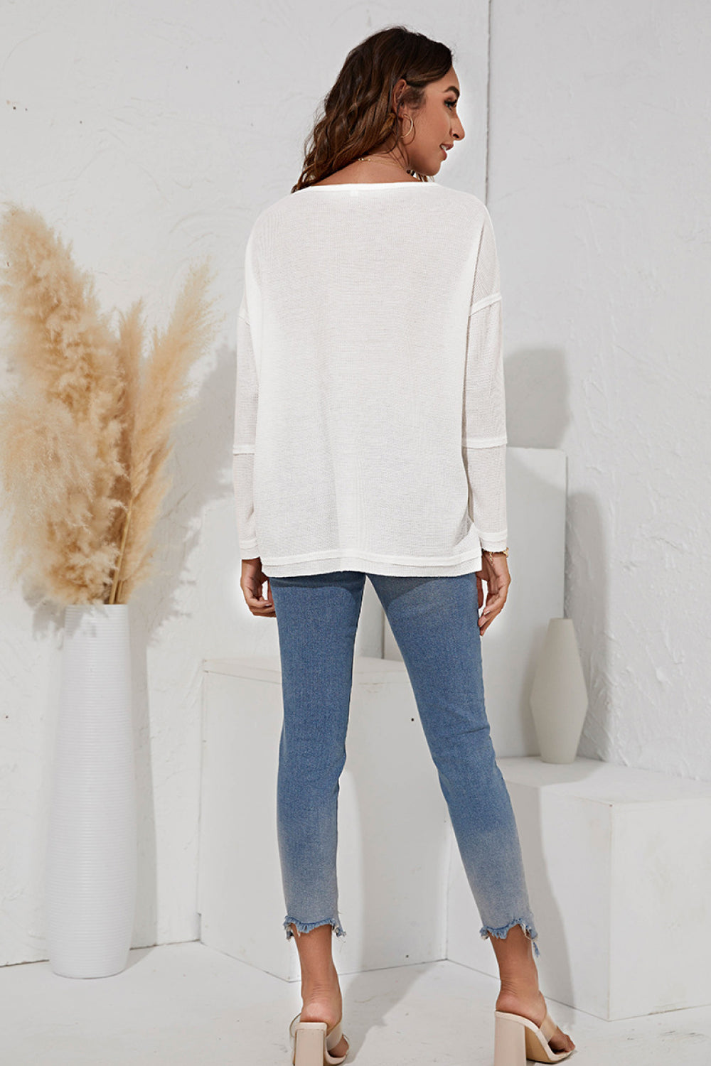 Eyelet Pocket V-Neck Top - Absolute Fashion 2020