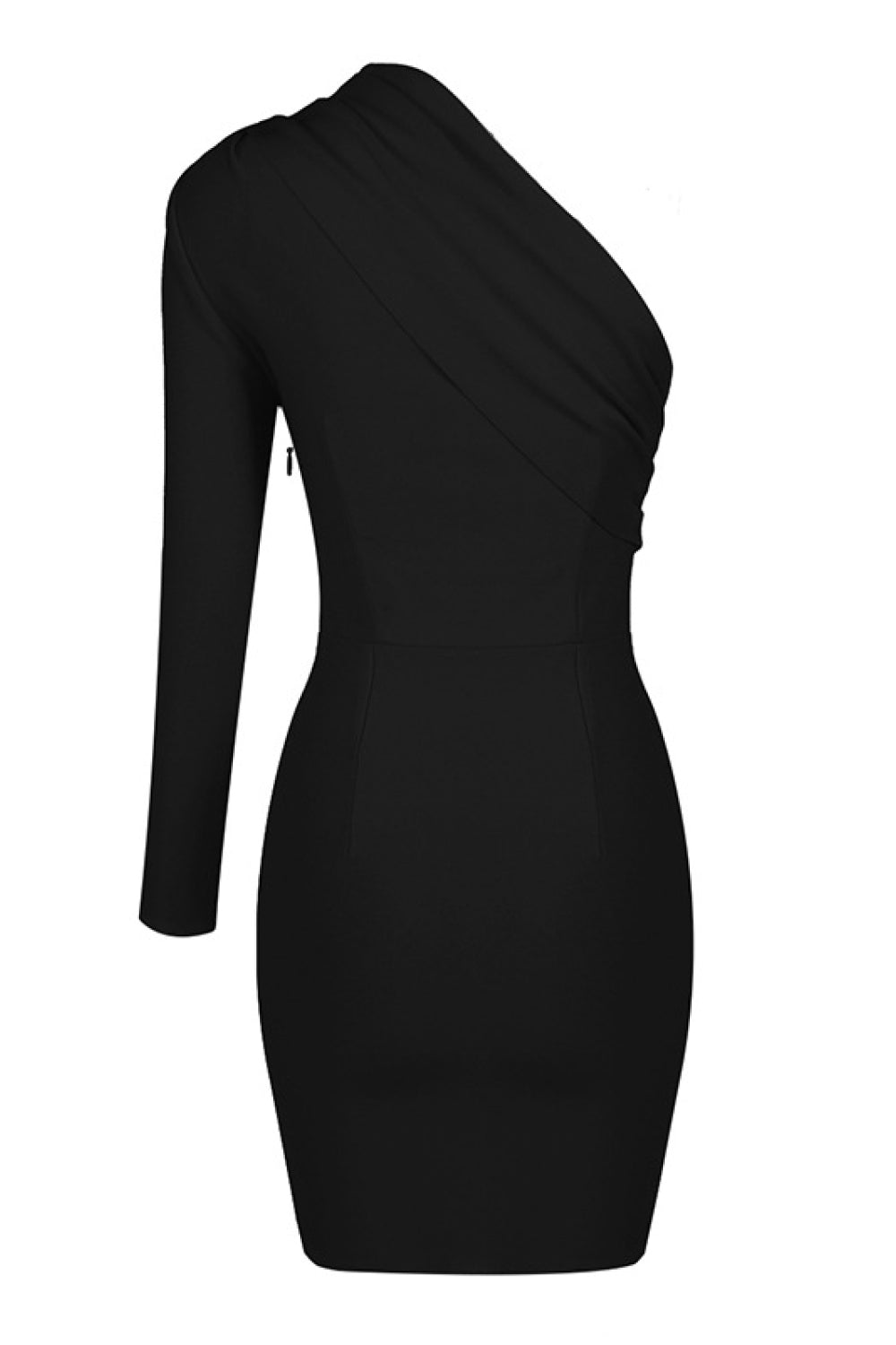 Asymmetrical Neck One Sleeve Bodycon Dress