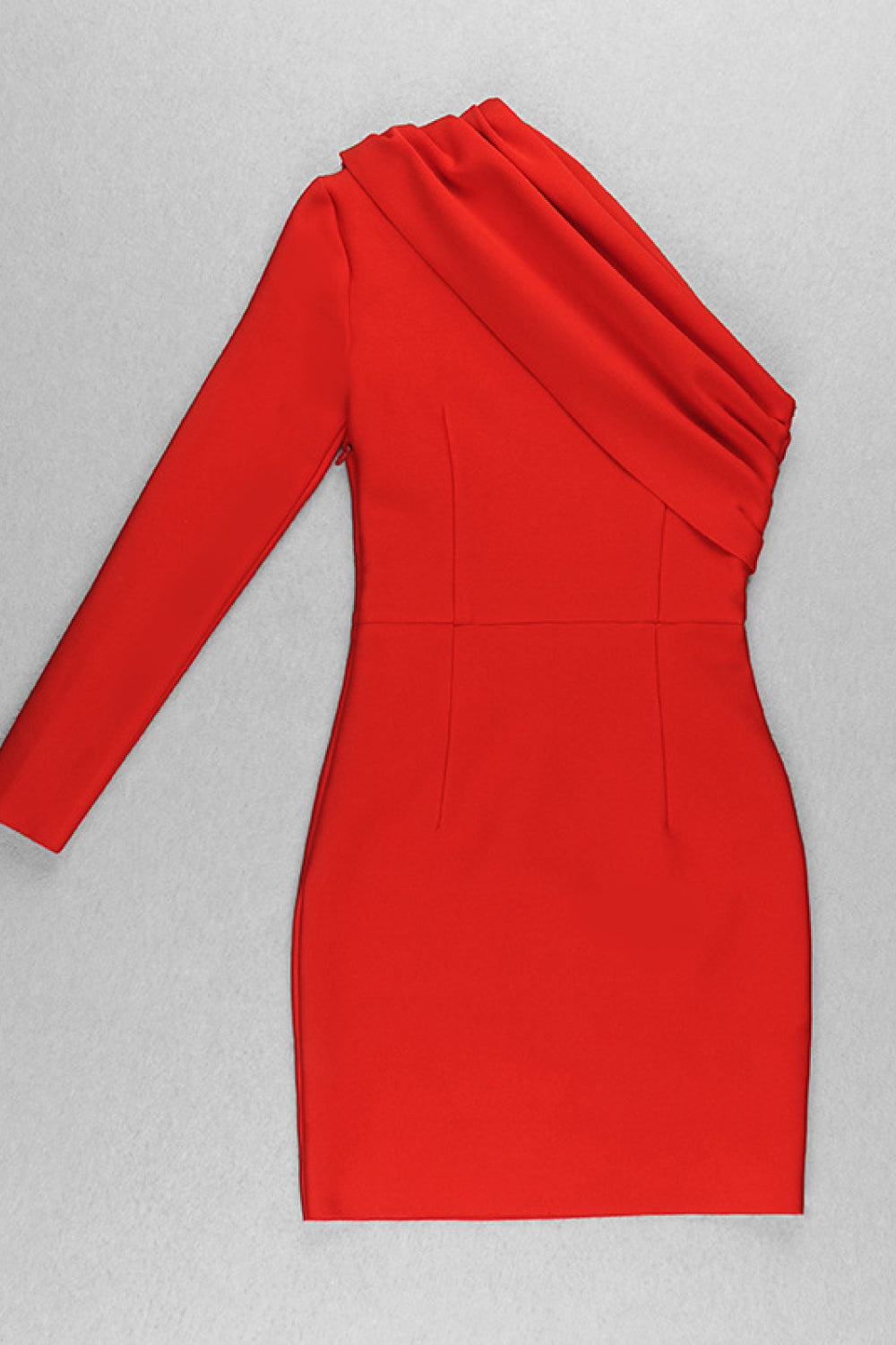 Asymmetrical Neck One Sleeve Bodycon Dress