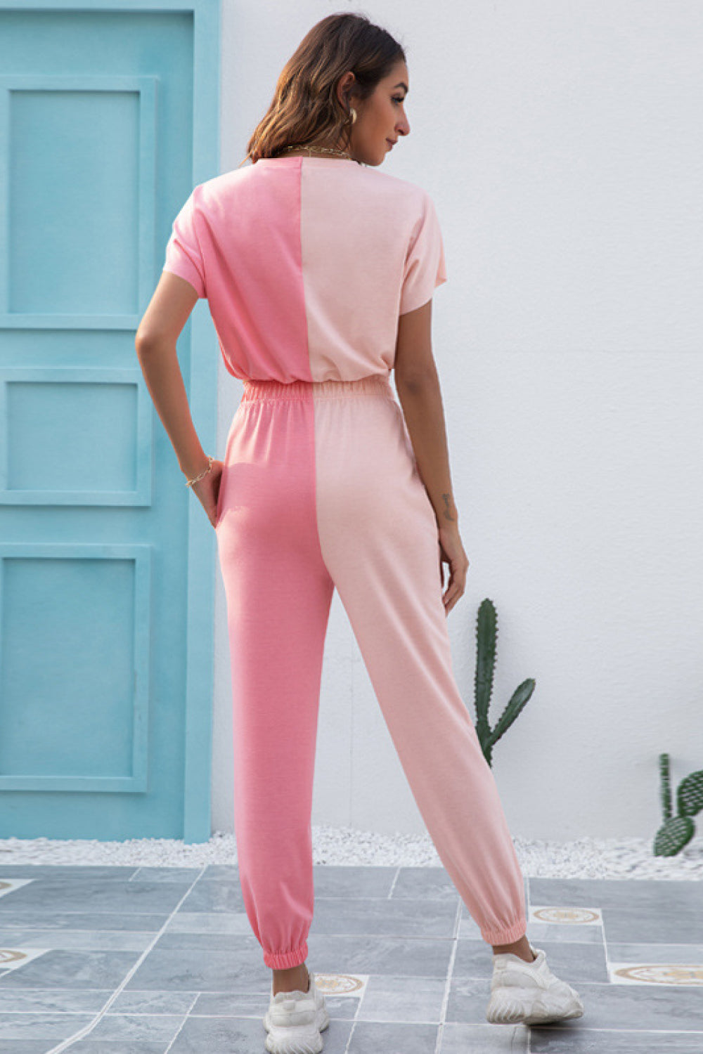 Color Block Crop Top and Joggers Set - Absolute Fashion 2020
