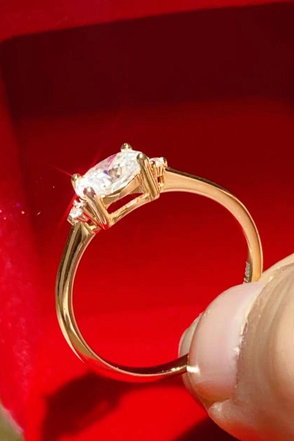 18K Rose Gold-Plated 1 Carat Moissanite Solitaire Ring