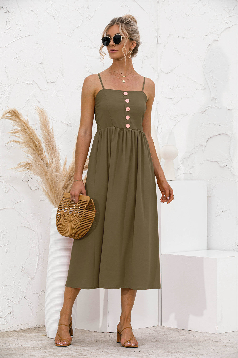 Spaghetti Straps Button down Dress - Absolute Fashion 2020