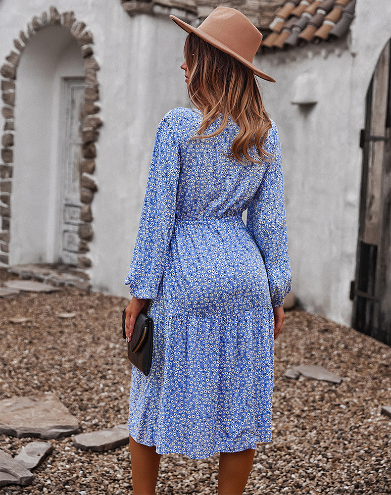 Floral Button Up V-Neck Dress - Absolute Fashion 2020