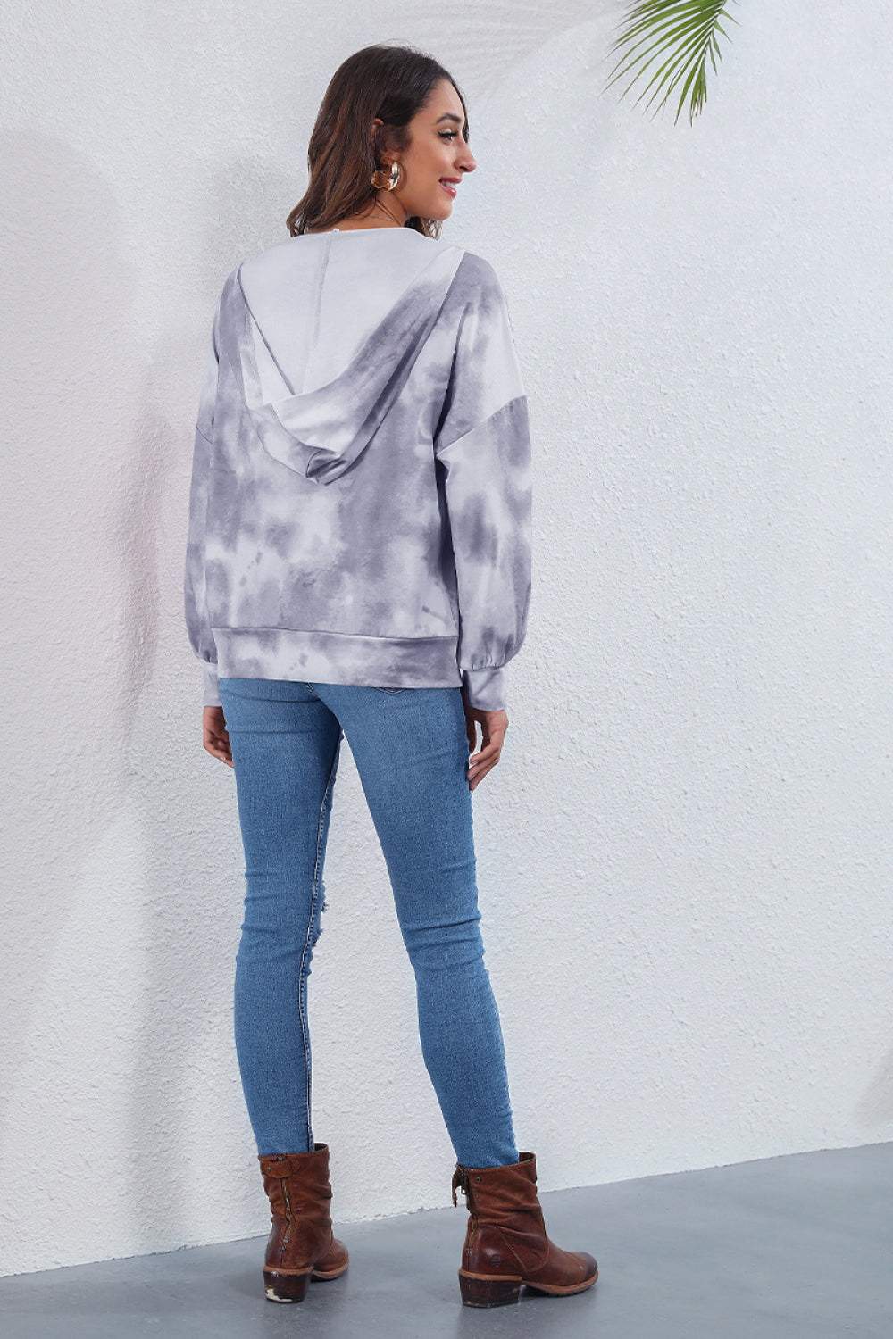 Tie-Dye Crisscross Detail Hoodie - Absolute Fashion 2020