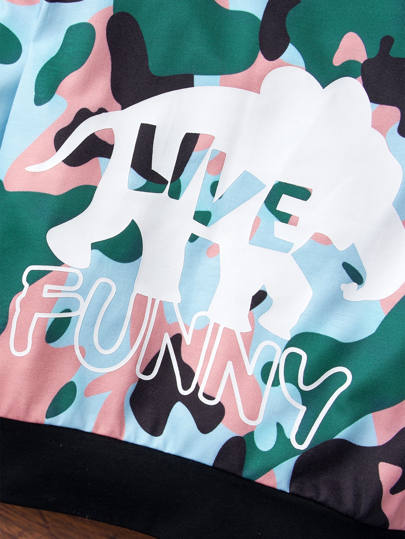 Kids Camouflage Elephant Graphic Sweatshirt and Pants Set