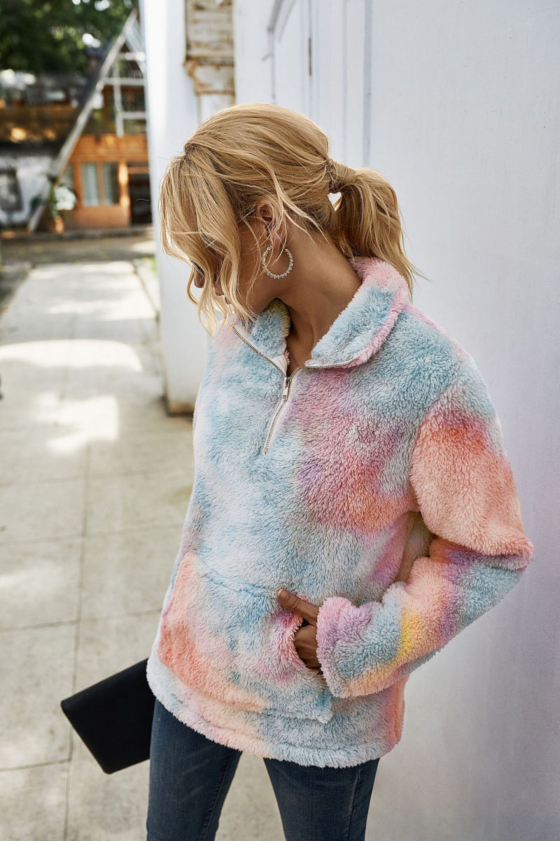 Tie Dye Quarter Zip Pullover - Absolute Fashion 2020
