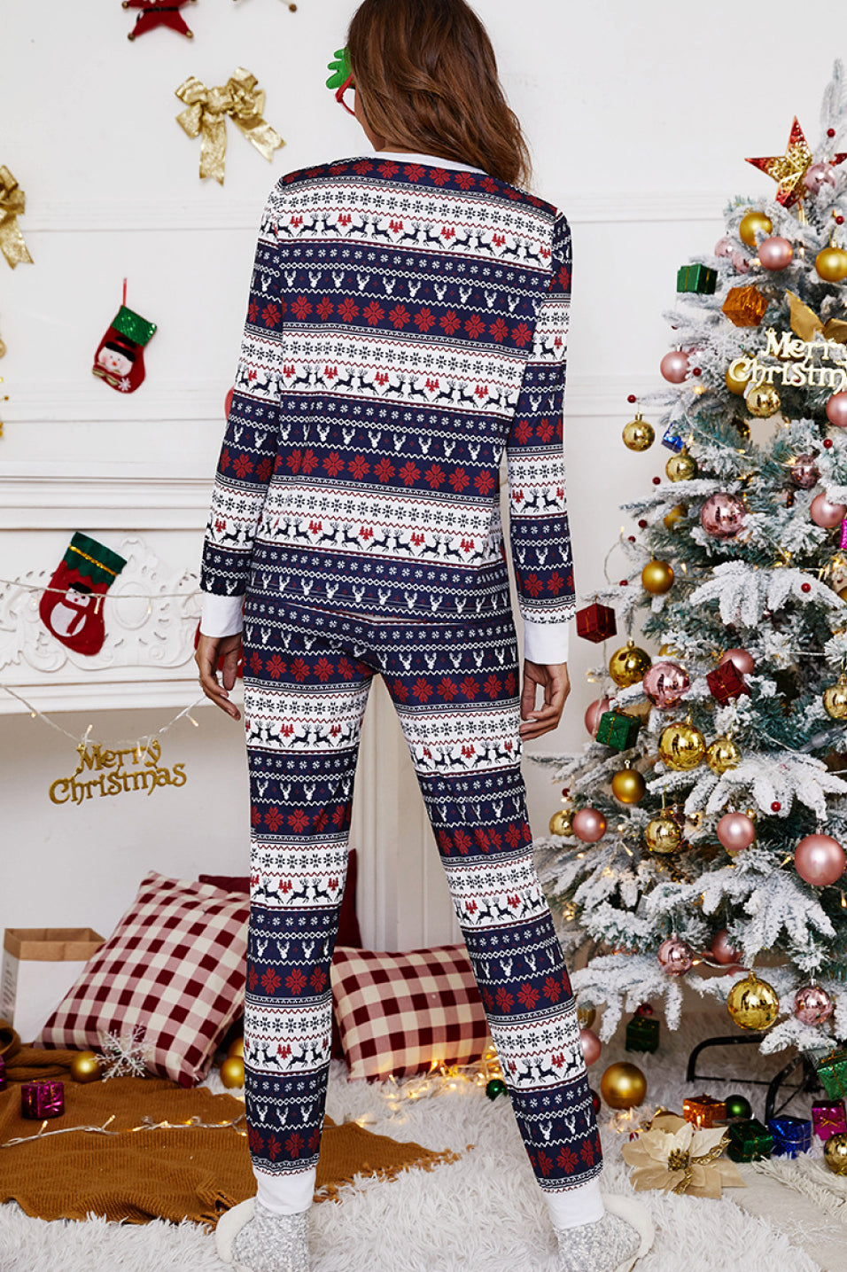 Holiday Fair Isle Print Pajama Set