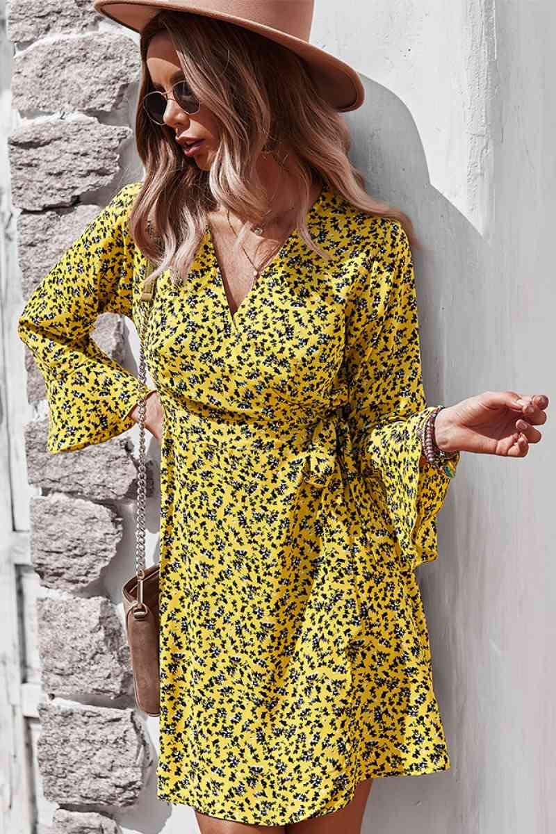 Floral Flare Sleeve Corset Dress - Absolute Fashion 2020