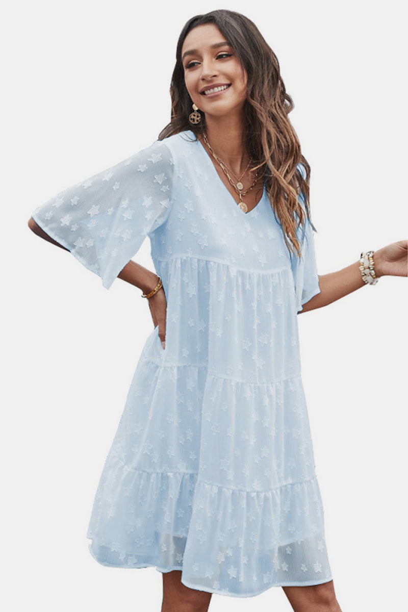 Star Flutter Sleeve Tiered Dress - Absolute Fashion 2020