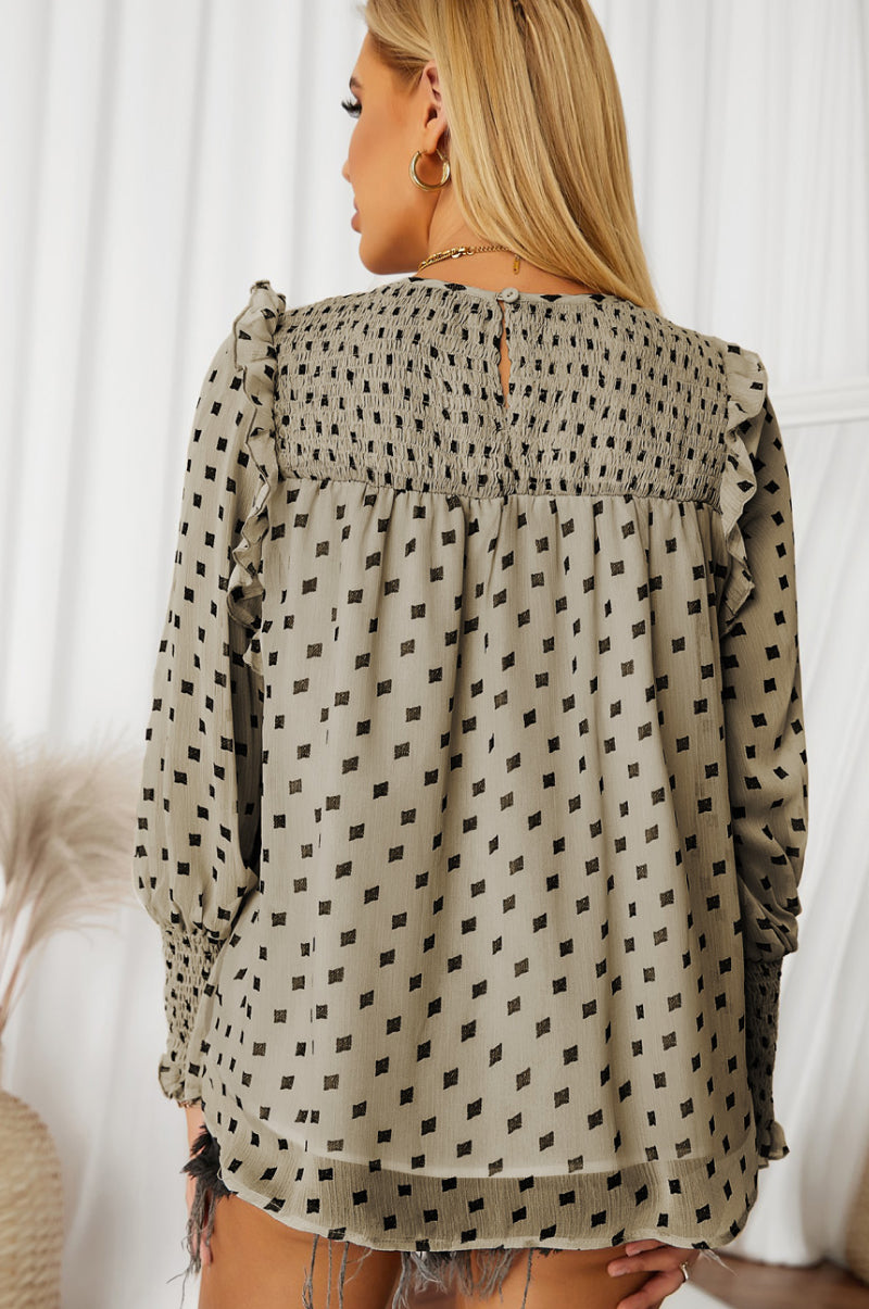 Smocked Ruffle Trim Blouse - Absolute Fashion 2020