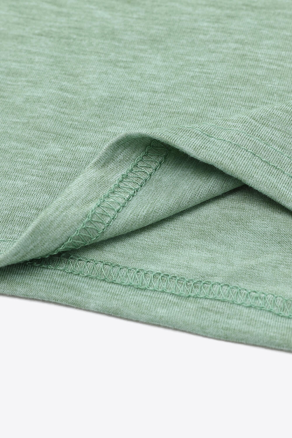 Heathered Slit Round Neck Top with Breasted Pocket