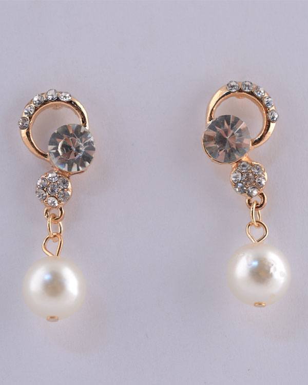 Rhinestone Faux Pearl Dangle Earrings - Absolute Fashion 2020