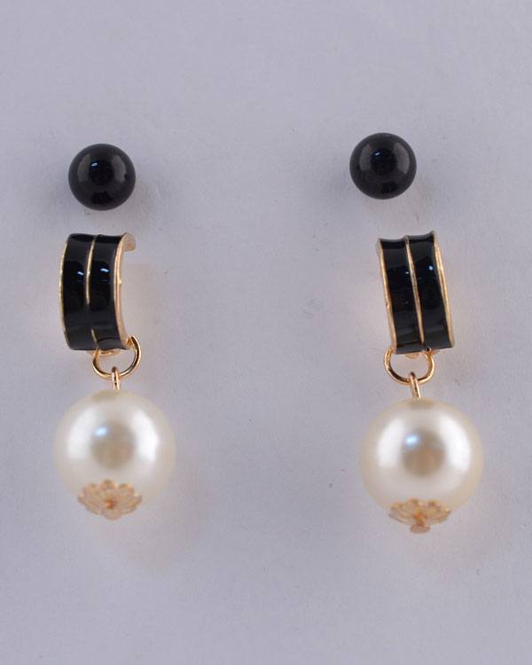 Semi Hoop Faux Pearl Drop Earrings - Absolute Fashion 2020