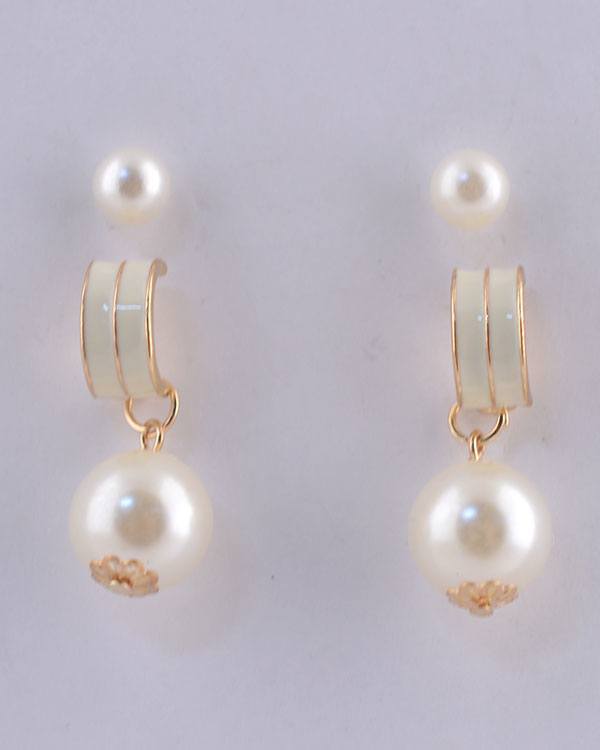 Semi Hoop Faux Pearl Drop Earrings - Absolute Fashion 2020