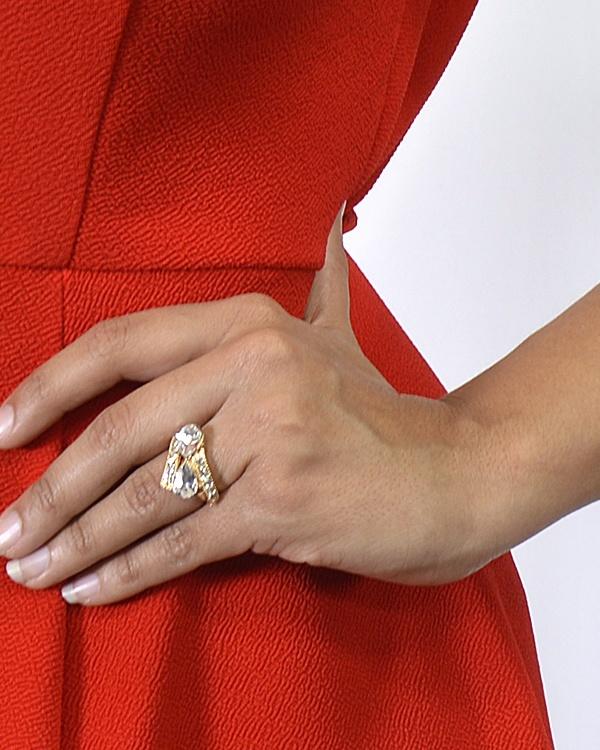 Crystal and Rhinestone Studded Adjustable Metallic Ring - Absolute Fashion 2020