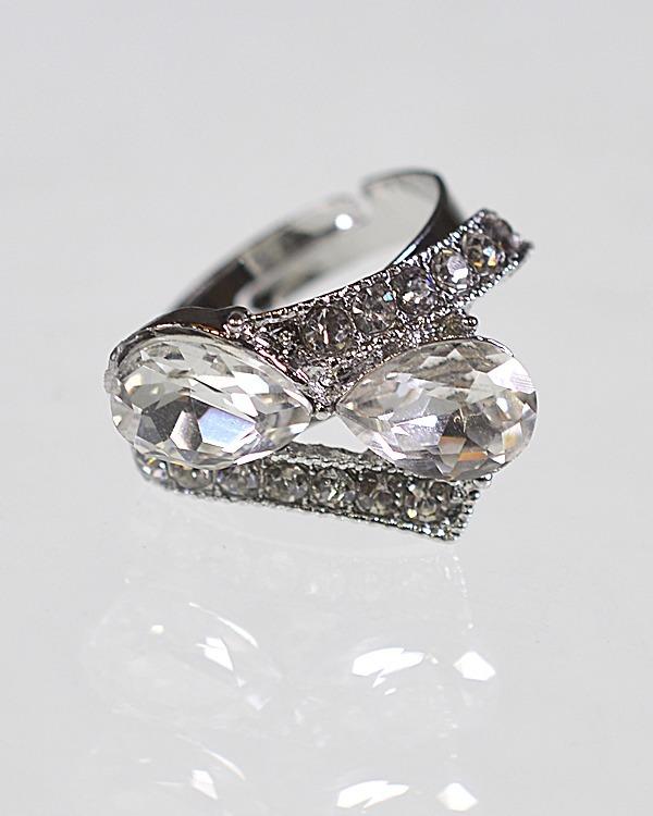 Crystal and Rhinestone Studded Adjustable Metallic Ring - Absolute Fashion 2020