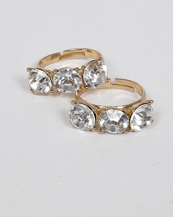 Set of Two Small Crystal Studded Ring - Absolute Fashion 2020