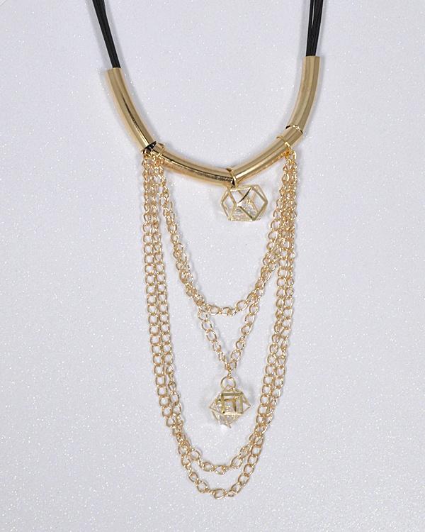 Crystal and Rolo Chain Embellished Necklace - Absolute Fashion 2020