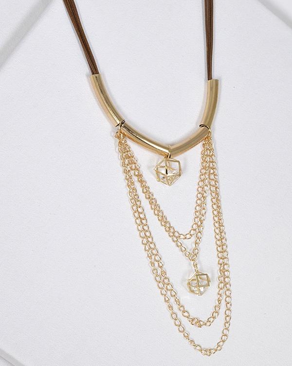Crystal and Rolo Chain Embellished Necklace - Absolute Fashion 2020