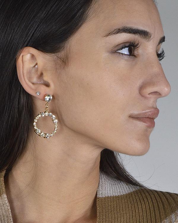 Crystal Inset Rhinestone Studded Circular Drop Earring - Absolute Fashion 2020