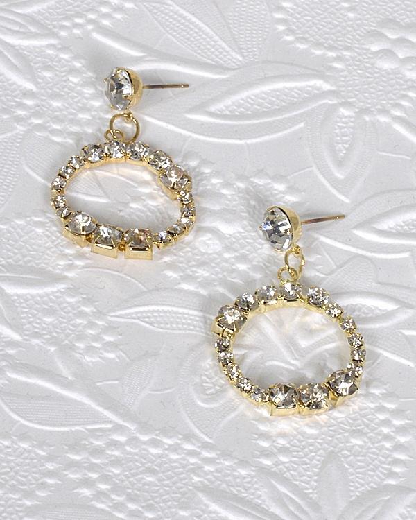 Crystal Inset Rhinestone Studded Circular Drop Earring - Absolute Fashion 2020