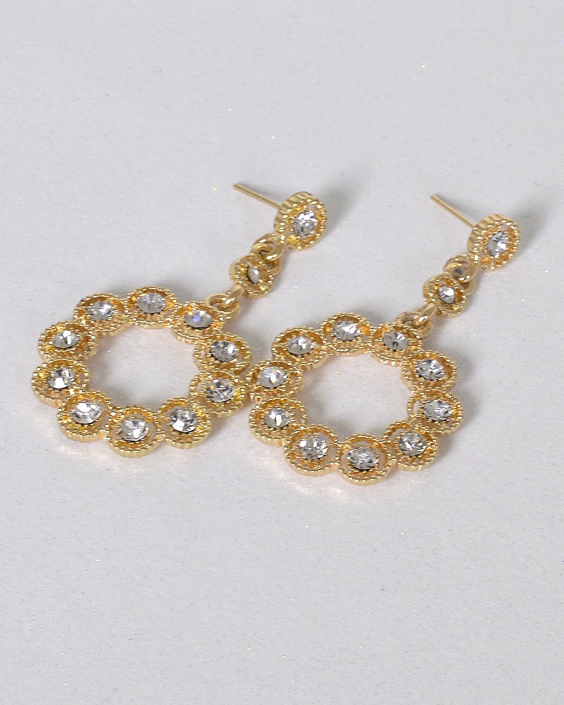 Stylish Ring Design Crystal Studded Drop Earrings - Absolute Fashion 2020