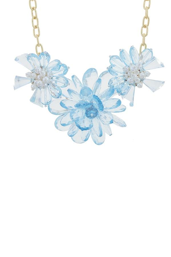 Clustered faux pearl flower statement necklace set - Absolute Fashion 2020