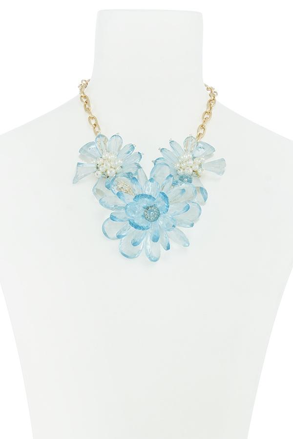 Clustered faux pearl flower statement necklace set - Absolute Fashion 2020