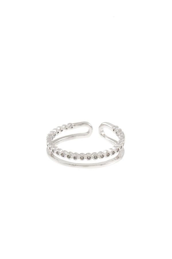 Ladies aligned cz stone pave cuff ring - Absolute Fashion 2020