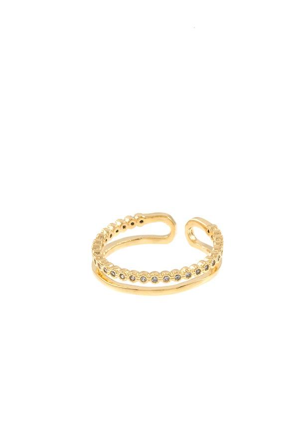 Ladies aligned cz stone pave cuff ring - Absolute Fashion 2020