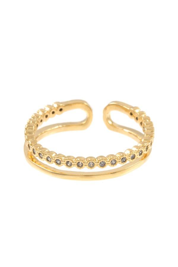 Ladies aligned cz stone pave cuff ring - Absolute Fashion 2020