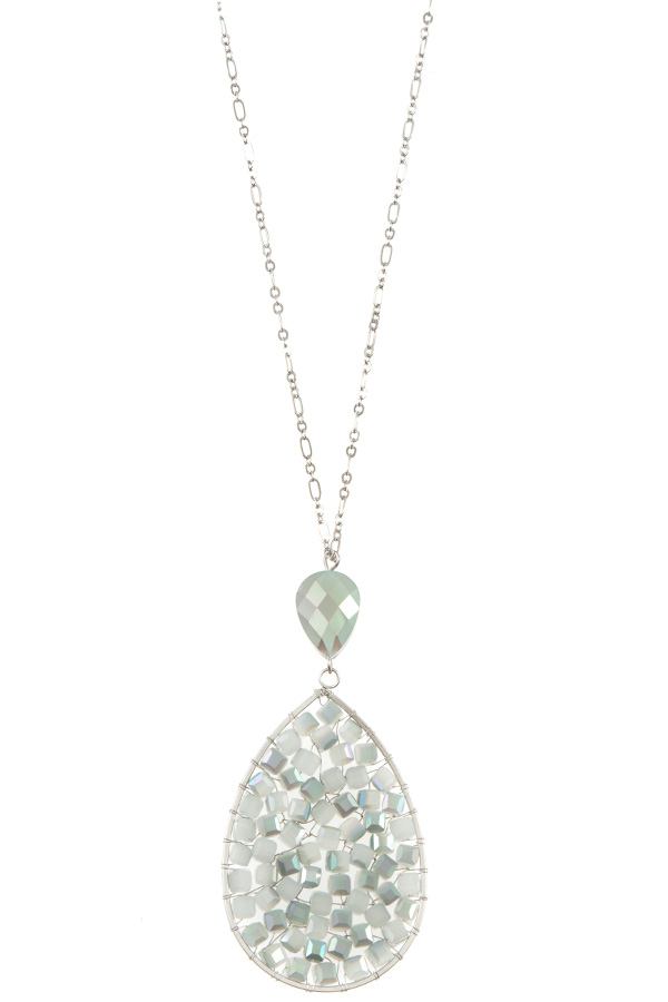 Ladies faceted wired teardrop long necklace - Absolute Fashion 2020