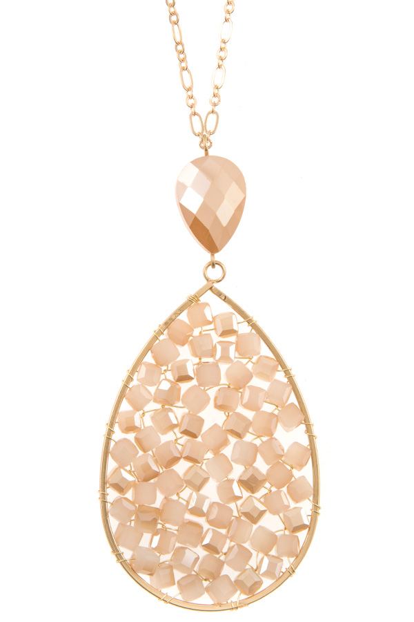 Ladies faceted wired teardrop long necklace - Absolute Fashion 2020