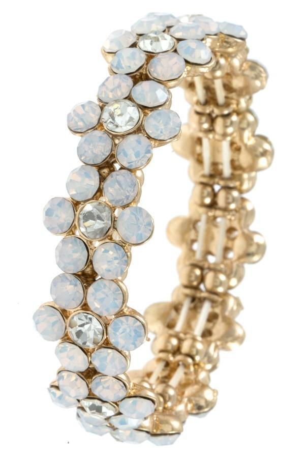 Ladies fashion round crystal gem floral link bracelet - Absolute Fashion 2020