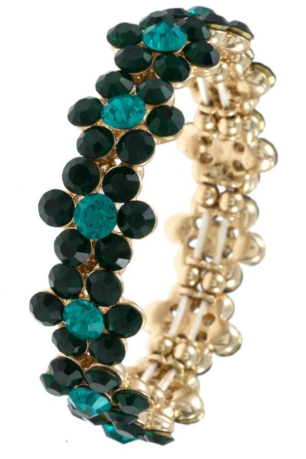 Ladies fashion round crystal gem floral link bracelet - Absolute Fashion 2020