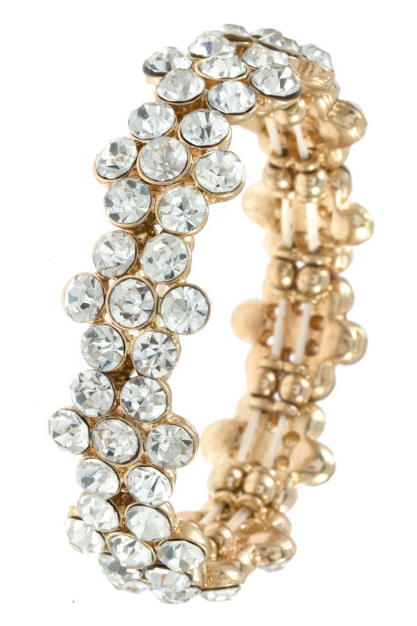 Ladies fashion round crystal gem floral link bracelet - Absolute Fashion 2020