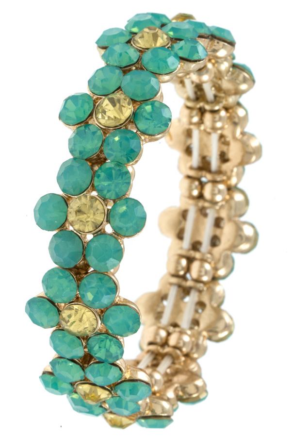 Ladies fashion round crystal gem floral link bracelet - Absolute Fashion 2020
