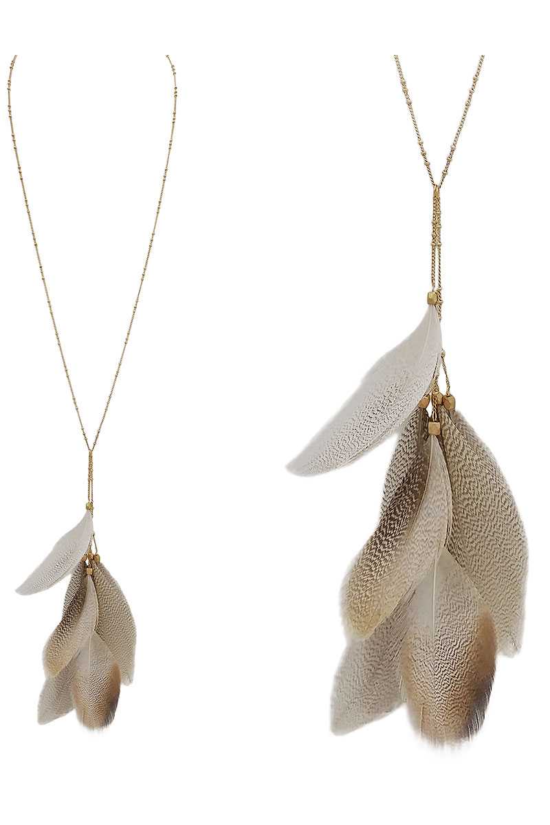 Feather pendant y shape necklace - Absolute Fashion 2020