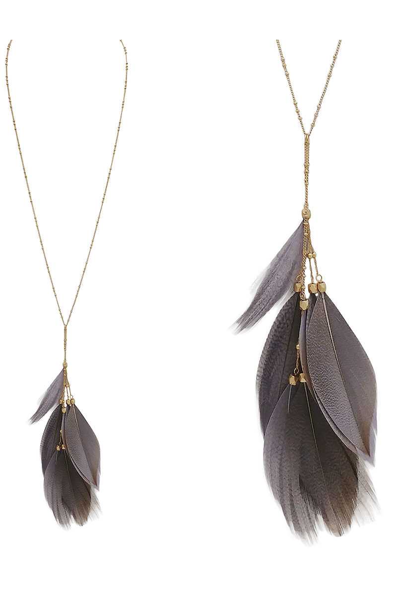 Feather pendant y shape necklace - Absolute Fashion 2020