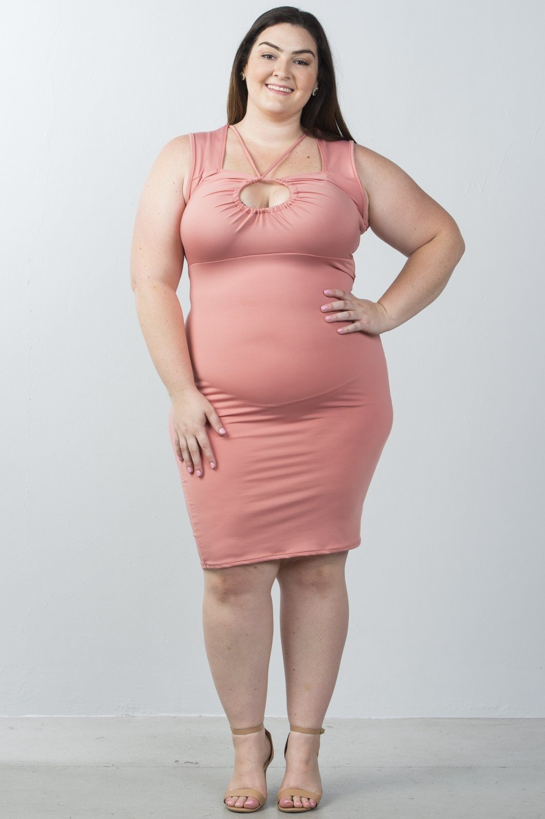 Ladies fashion plus size strappy plunge bodycon dress - Absolute Fashion 2020
