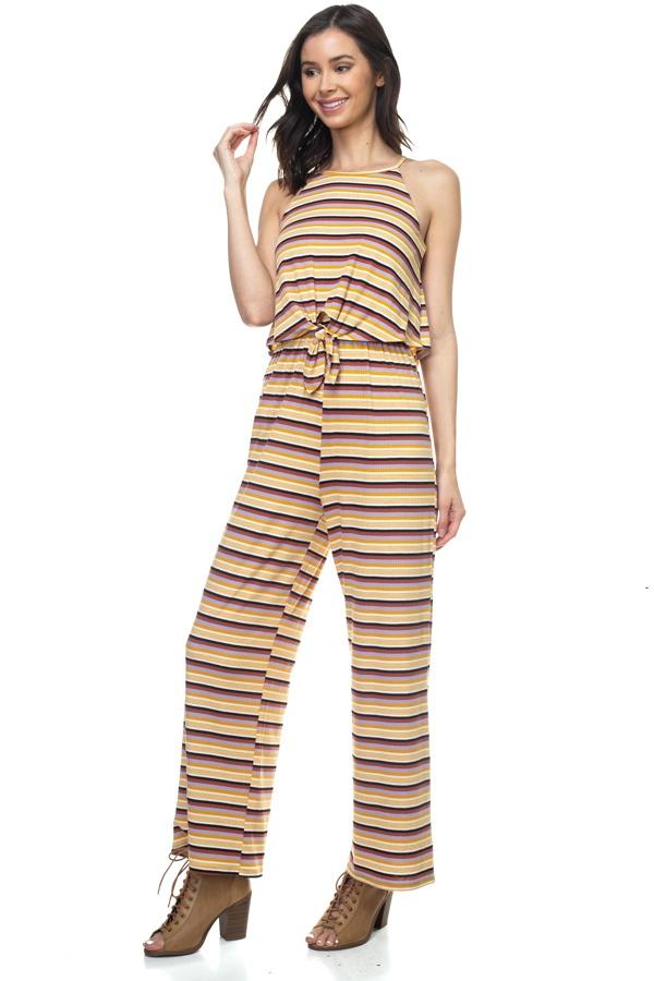 Sleeveless Stripe Jumpsuit - Absolute Fashion 2020