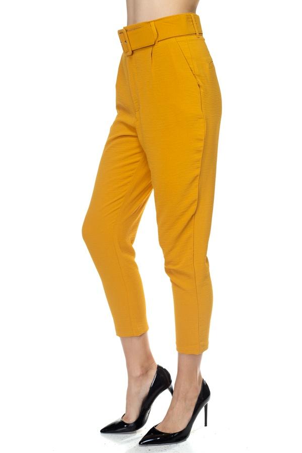 Crinkled Belted Skinny Pants - Absolute Fashion 2020