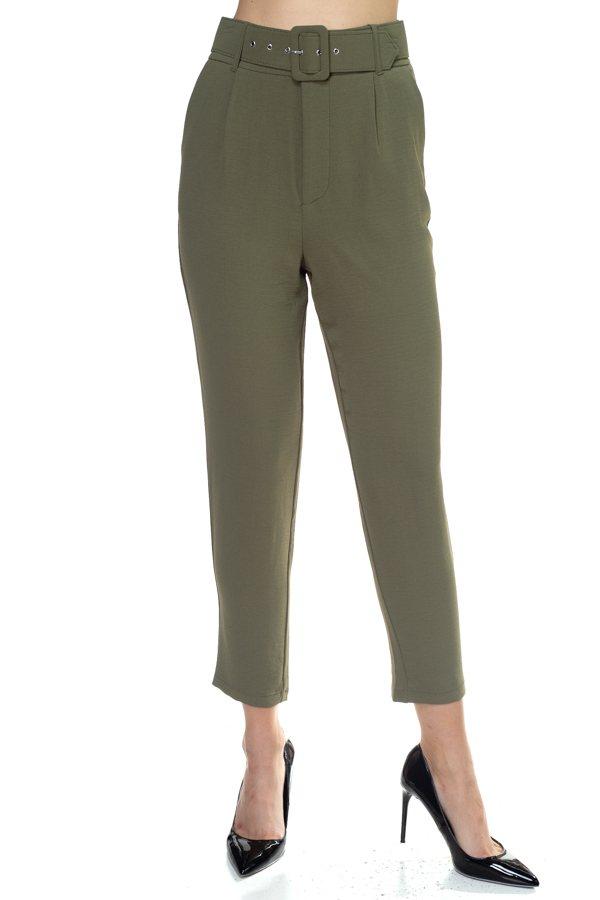 Crinkled Belted Skinny Pants - Absolute Fashion 2020