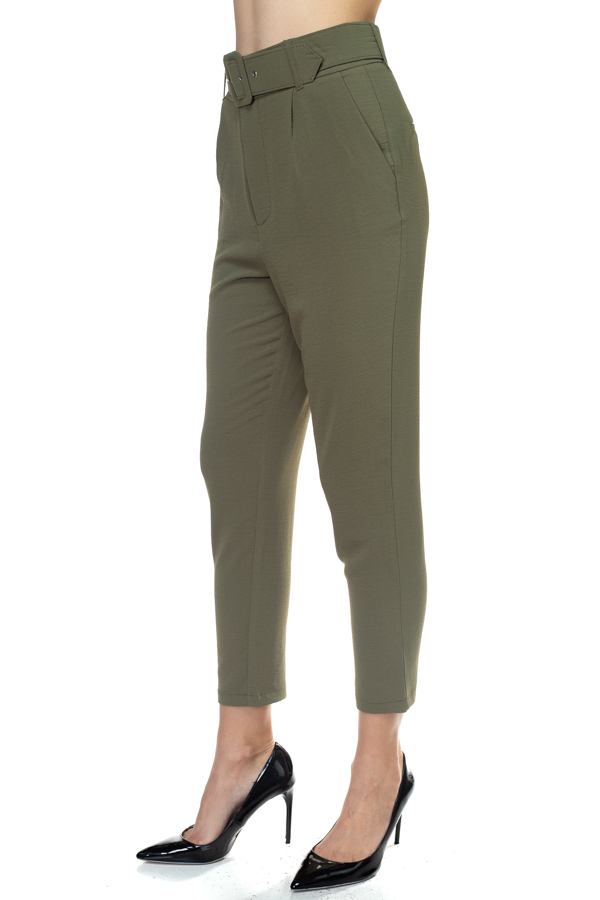 Crinkled Belted Skinny Pants - Absolute Fashion 2020