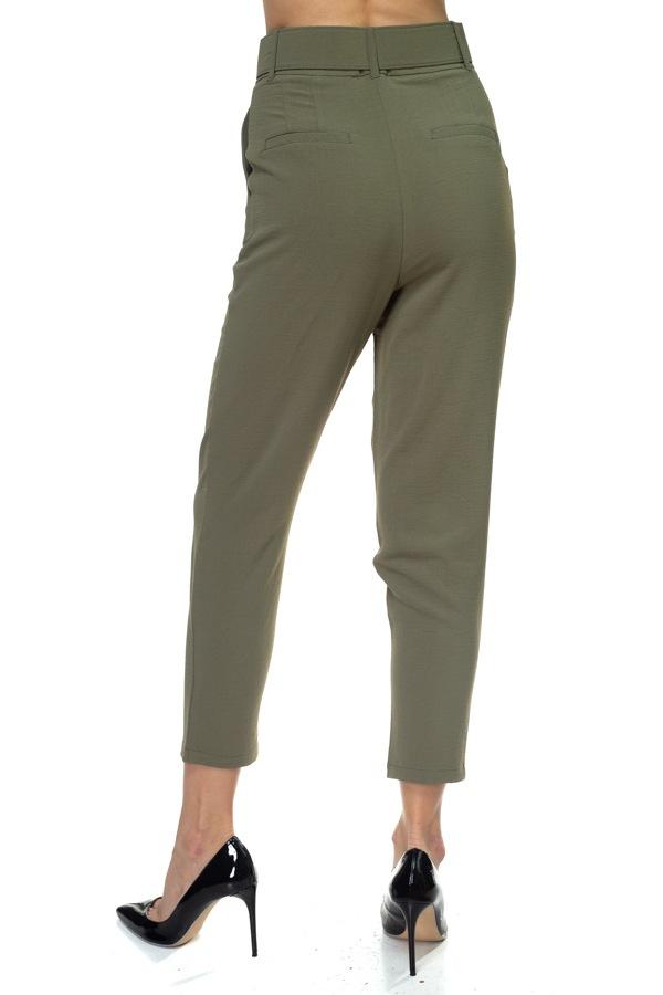 Crinkled Belted Skinny Pants - Absolute Fashion 2020