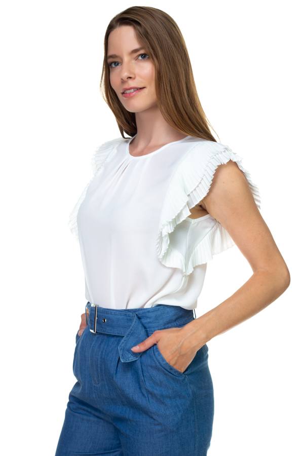 Accordion Pleated Short Sleeve Shirt - Absolute Fashion 2020