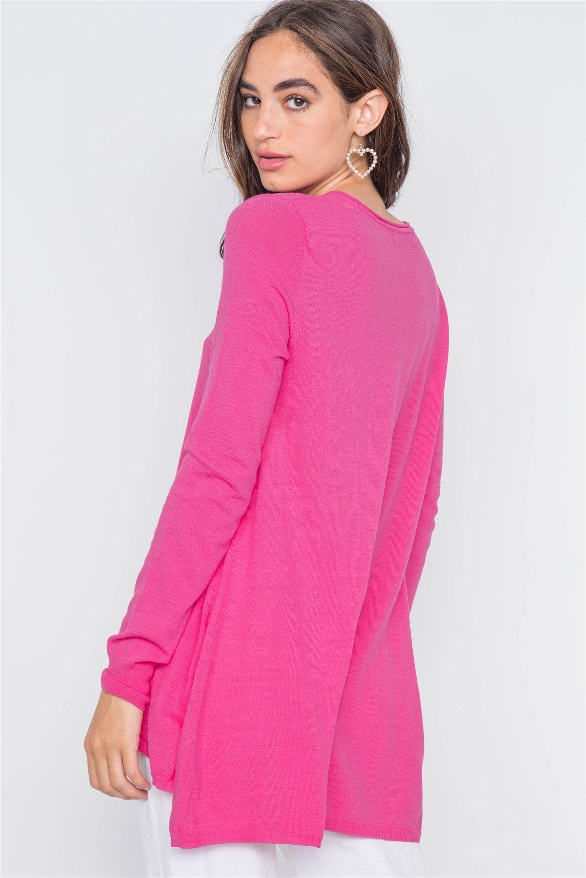 Knit V-neck Casual Solid Long Sleeve Sweater - Absolute Fashion 2020